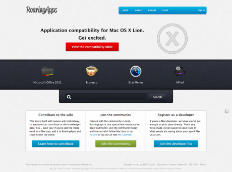 RoaringApps, ¿son nuestras aplicaciones compatibles con Lion?
