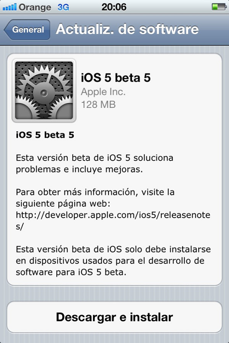 Beta 5 de iOS 5 ya disponible para desarrolladores