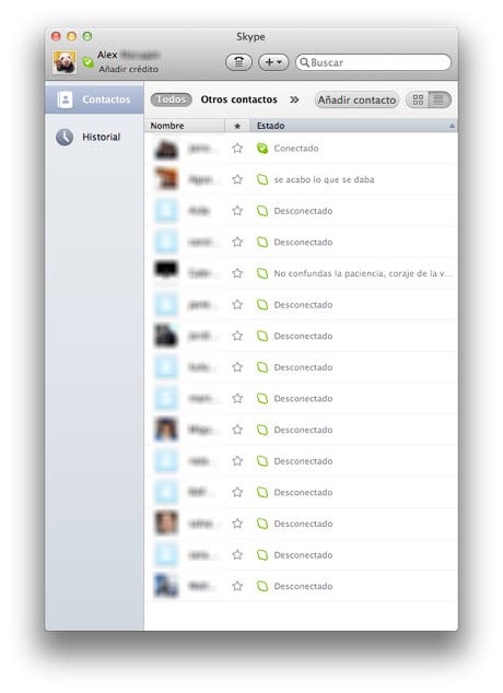 Contactos de Skype