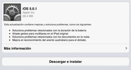 Apple ha lanzado la actualización a iOS 5.0.1