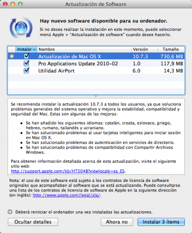 actualización Mac OS X 10.7.3