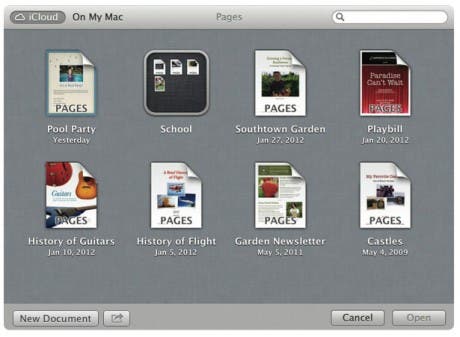 Cómo se muestra la nueva ventana de guardar archivo con iCloud en Pages