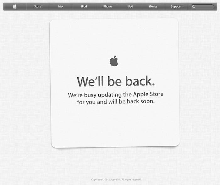 Este es el nuevo banner que aparece cuando Apple cierra su Online Store