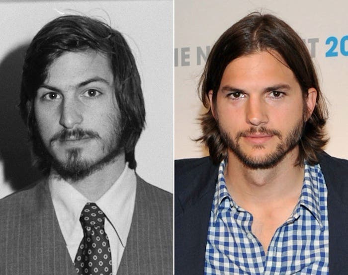 Foto comparativa entre Ashton Kutcher y Steve Jobs