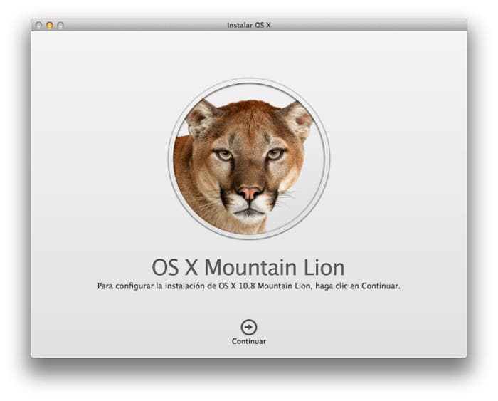 Primer paso al instalar Mountain Lion