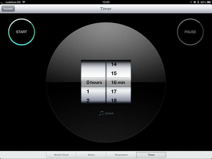 El temporizador en el iPad