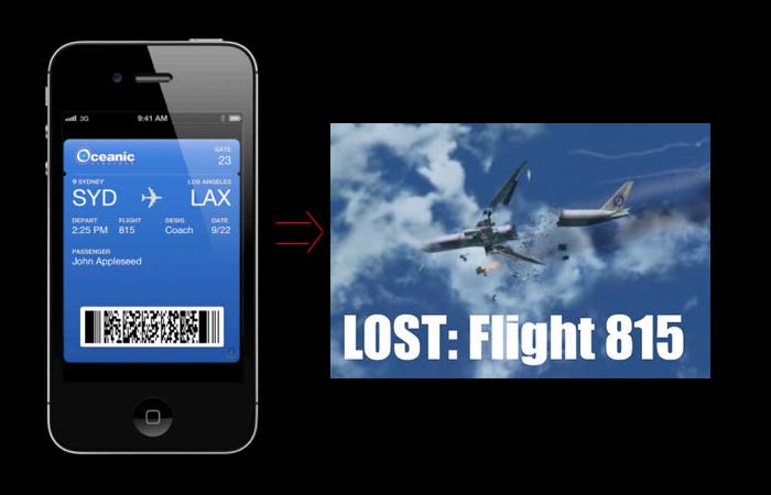 Imagen del tutorial de passbook con el vuelo 815 de Oceanic