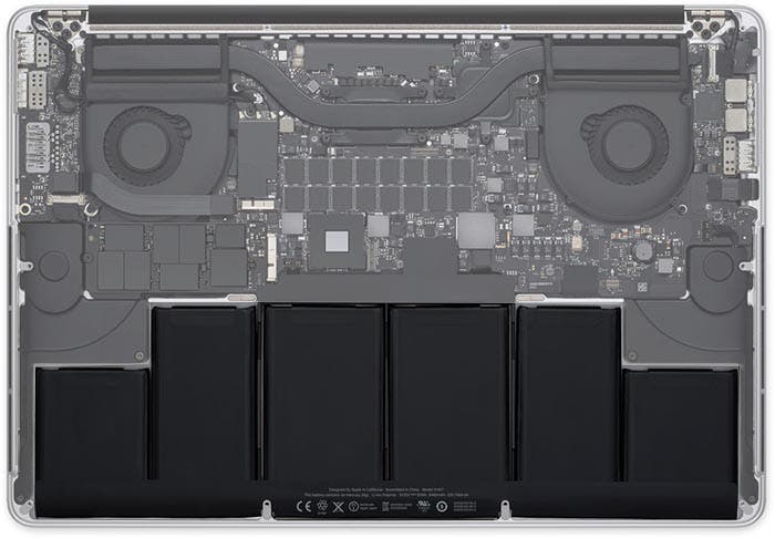 Esquema que muestra la batería del nuevo MacBook Pro
