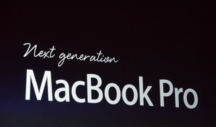 Pantalla de Keynote anunciando la nueva generación del MacBook Pro