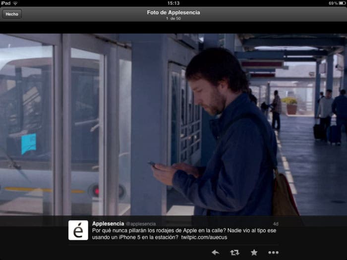 Captura de pantalla de la interfaz de Twitter para iPad
