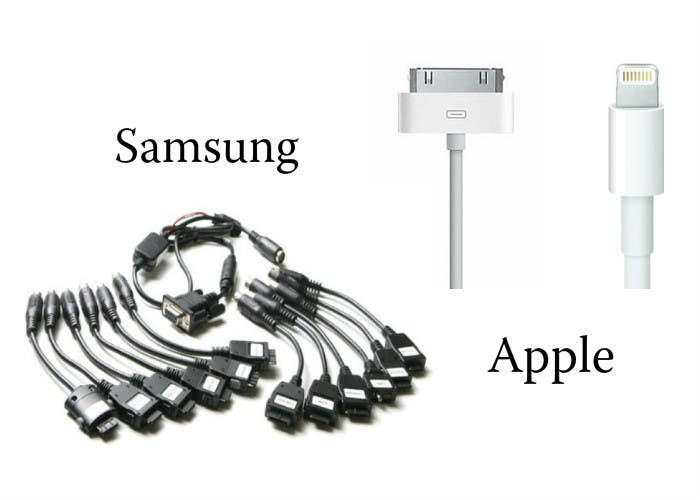 Conectores de Samsung y Apple en diez años