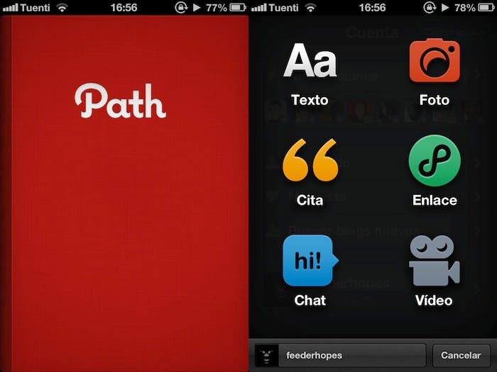 Captura de pantalla de Path para iPhone