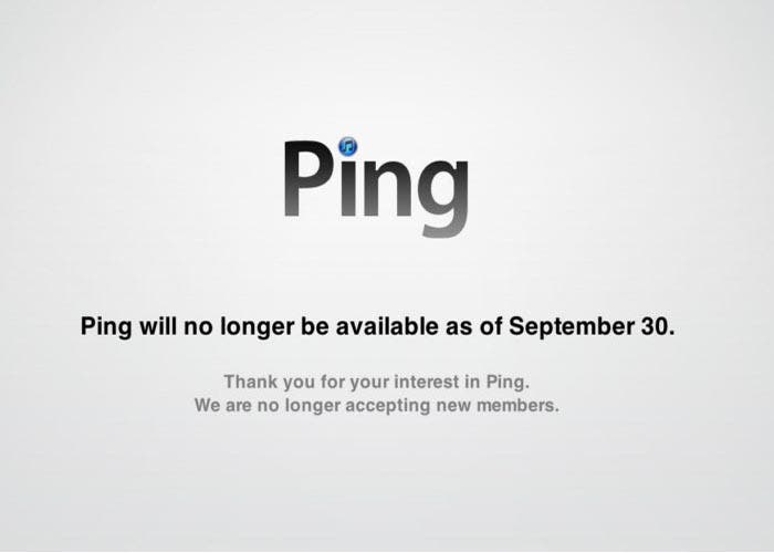 Notificación del cierre de Ping