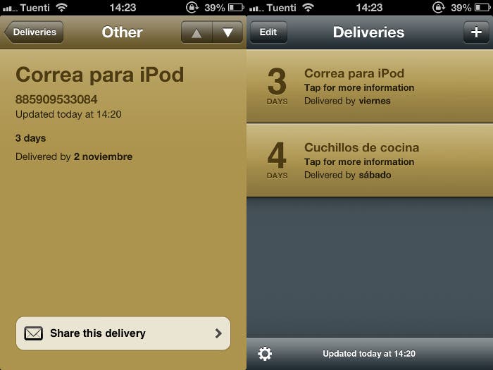 Delivery Status para iPhone
