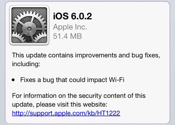 Changelog iOS 6.0.2