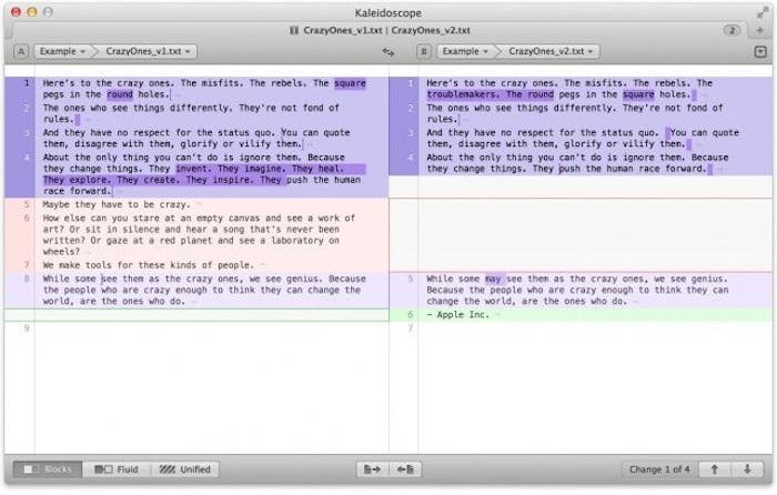 Kaleidoscope 2 controla los cambios en texto