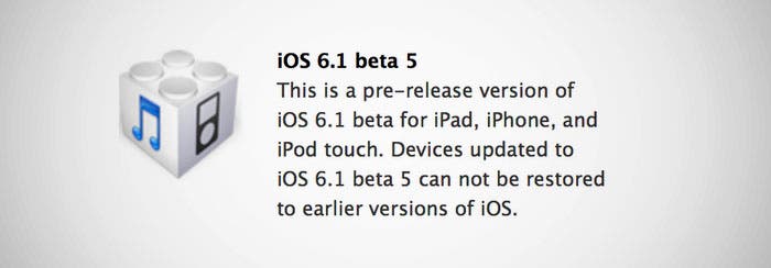 Publicada la beta 5 de iOS 6.1