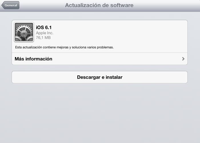 iOS 6.1 para iPad