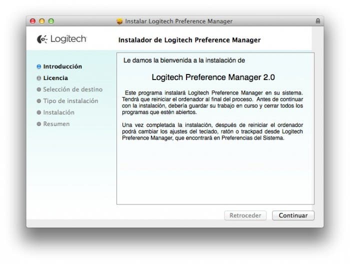 Preferencias en Mac del Teclado Logitech