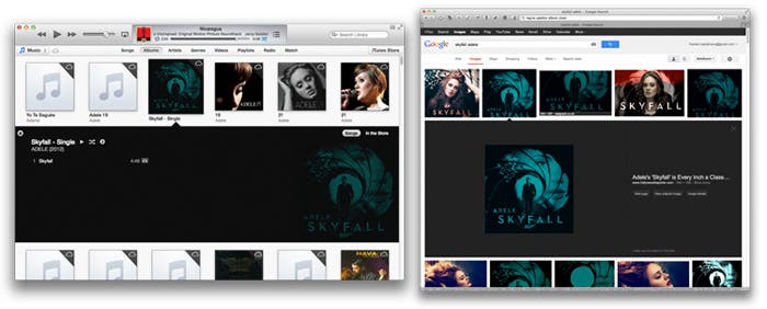Comparativa entre el diseño de iTunes 11 y Google Images