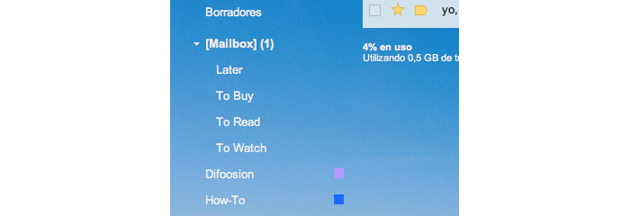 Trato de etiquetas de Gmail en Mailbox