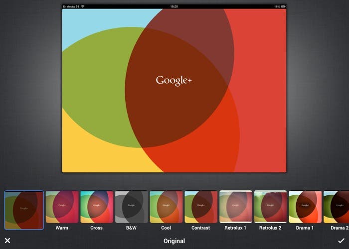 Google+ en la versión 4.3 para iPad