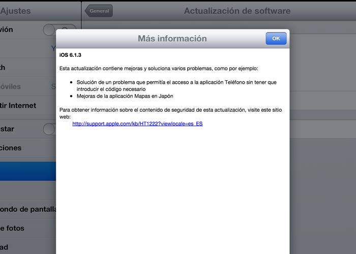 iOS 6.1.3 en un iPad