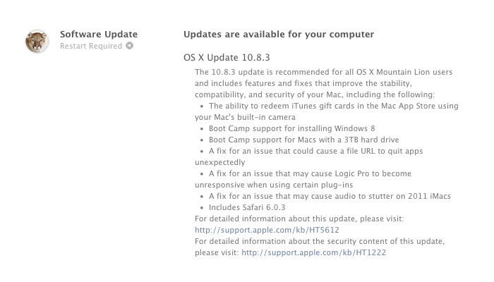 Los cambios en OSX 10.8.3