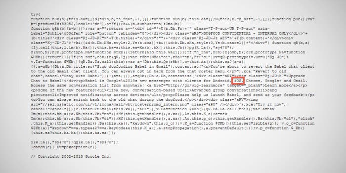 Código HTML en el que se confirma Google Babel iOS