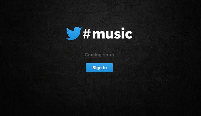 Captura de pantalla de la web de Twitter Music