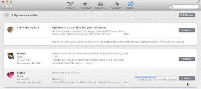 Opción de cancelar descarga en la Mac App Store