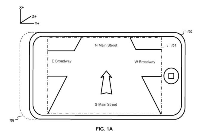 Imagen de la patente de Apple sobre navegación a nivel de calle