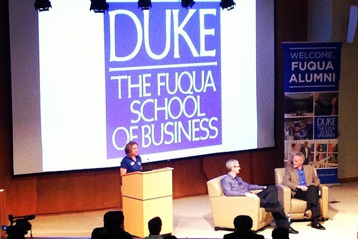 Tim Cook en una conferencia de la Universidad de Duke