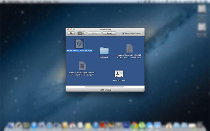 Captura de Hide Folders Pro en funcionamiento