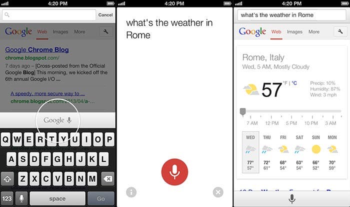 Google Now en Chrome para iOS