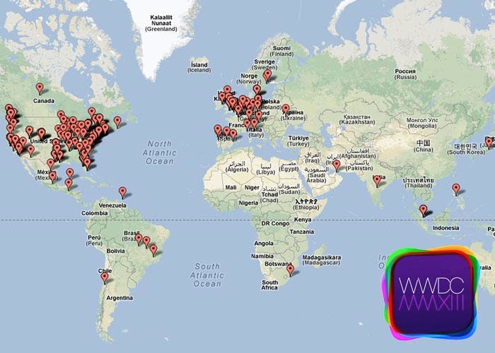 Mapa de asistencia a la WWDC 2013