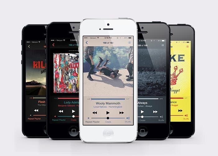 Aplicación Música de iOS 7 con los esquemas de color de iTunes 11