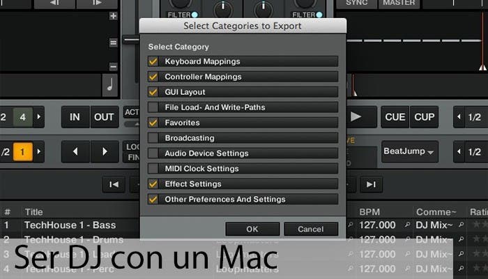 Opciones de exportación en Traktor de Native Instruments para Mac