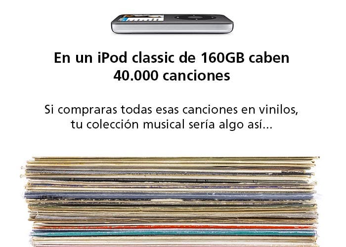 Capacidad en vinilos del iPod classic