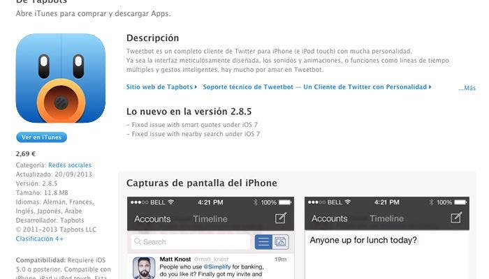 Mockup de Tweetbot en iOS 7