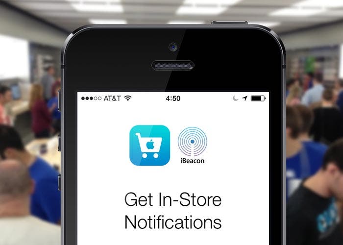 iPhone en una Apple Store con iBeacons