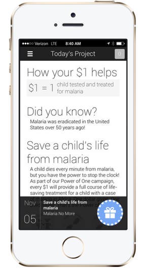 App de One Today funcionando en iPhone 5s Gold
