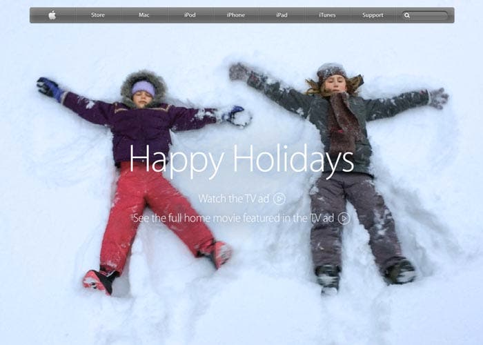 Web de Apple felicitando las navidades