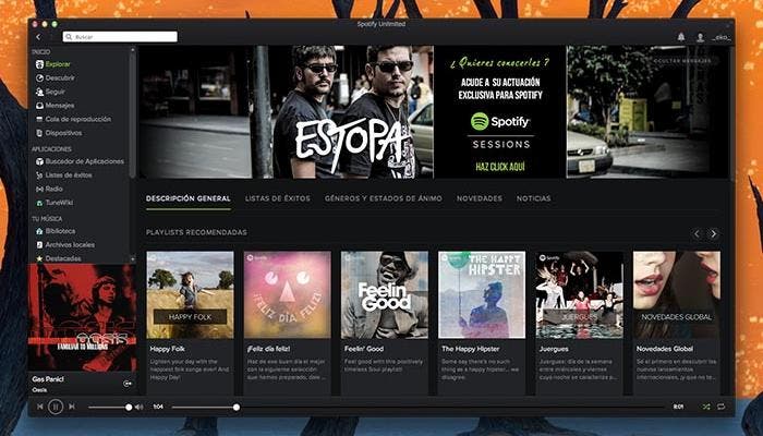 Nueva interfaz en Spotify