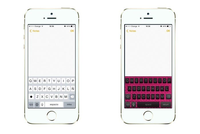 Variación del aspecto del teclado de un iPhone