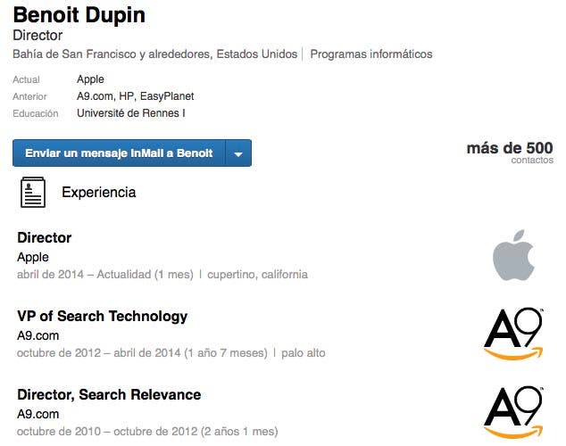 Perfil de LinkedIn de Benoit Dupin