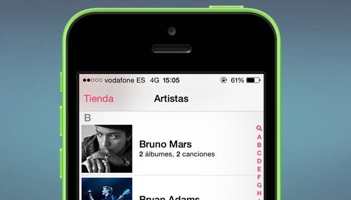 Aplicación Música en iPhone 5s