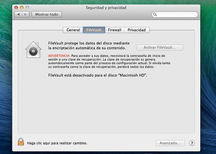 Activar FileVault en OS X