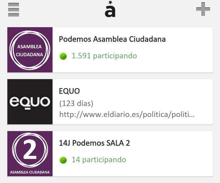 Canales de Equo y Podemos en Appgree