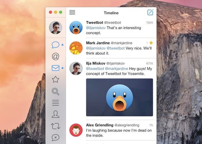 Concepto de la aplicación Tweetbot para OS X Yosemite
